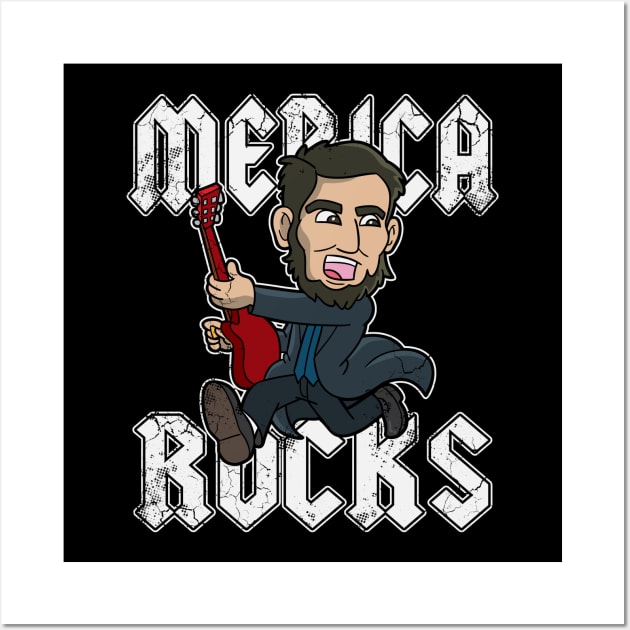 Abe Lincoln Merica Rocks USA Patriotic 4th of July Wall Art by E